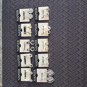 NAPIER BRAND WOMEN'S FASHION JEWELRY BUNDLE OF 10 PAIRS OF PIERCED EARRINGS